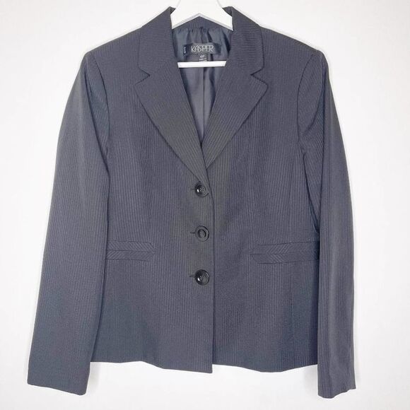 Kasper Jackets & Blazers - KASPER Black Striped Blazer